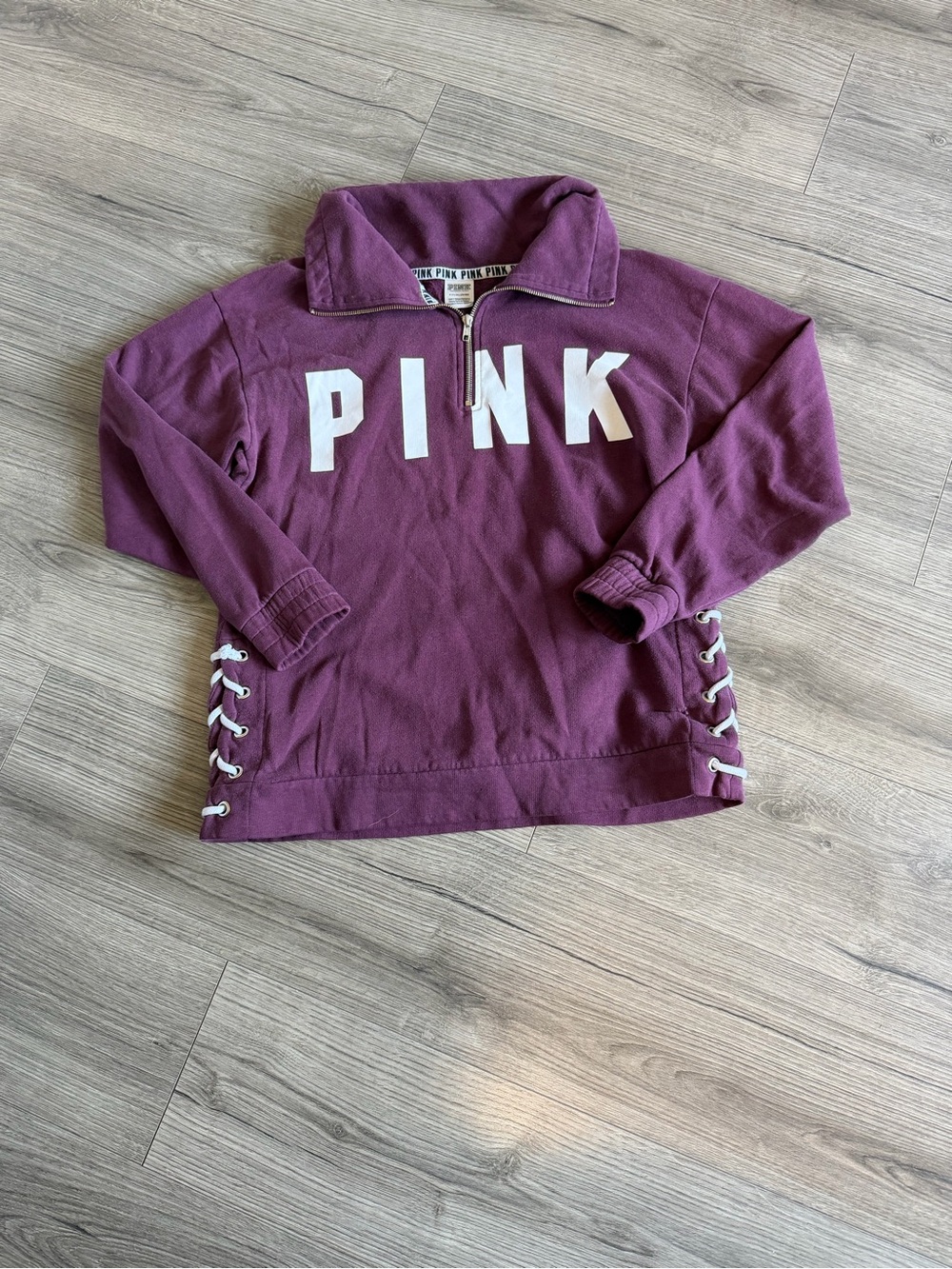 Victoria's Secret PINK Pullover Sweater - Plum with White Lettering
